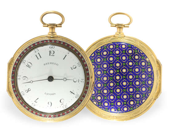 Pocket watch/coach clock: exquisite small enamel coach clock… - photo 1