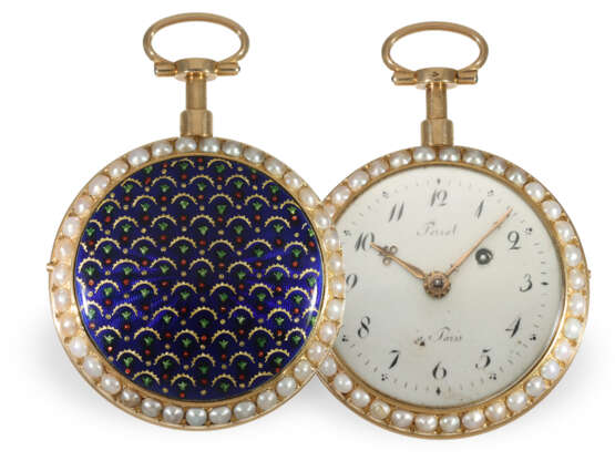 Pocket watch: exquisite gold/enamel verge watch with repeater… - фото 1