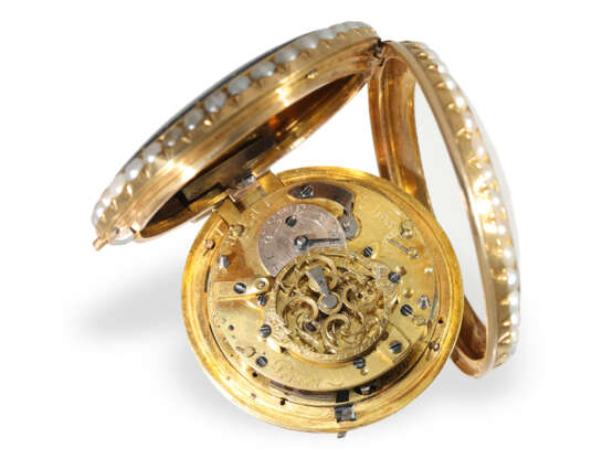 Pocket watch: exquisite gold/enamel verge watch with repeater… - фото 3