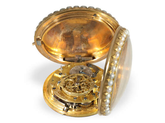 Pocket watch: exquisite gold/enamel verge watch with repeater… - photo 4