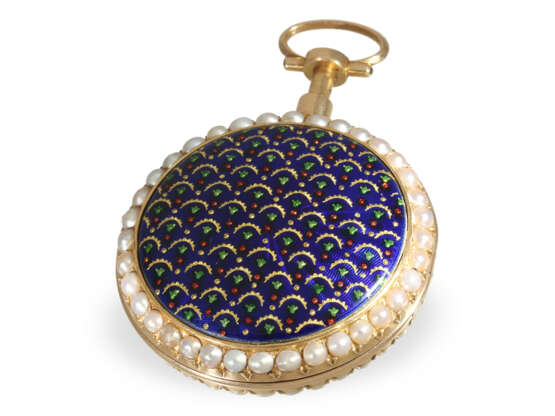 Pocket watch: exquisite gold/enamel verge watch with repeater… - photo 5