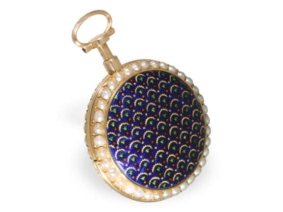 Pocket watch: exquisite gold/enamel verge watch with repeater… - фото 6