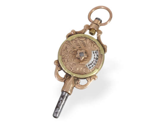 Uhrenschlüssel: extrem rarer Louis XVI Goldschlüssel mit Kal… - Foto 1