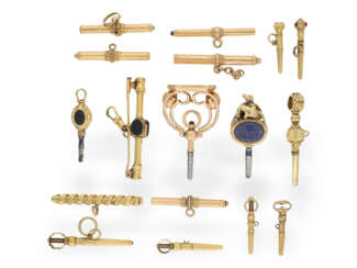 Watch keys: fine collection of gold verge watch keys, ca. 178…