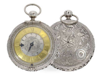 Pocket watch: early coach clock with self-strike and alarm, o…
