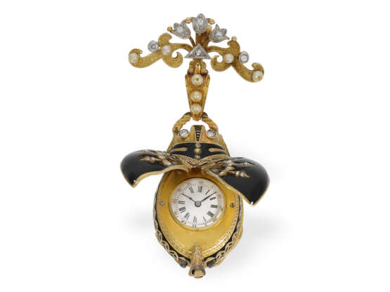 Pendant watch: very rare gold/enamel form watch "Scarabäus" w… - photo 7