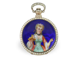 A large enamel pocket watch of exceptional quality, Fleurier…