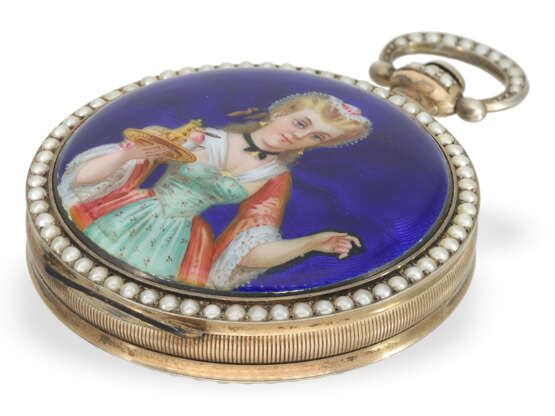 A large enamel pocket watch of exceptional quality, Fleurier… - фото 6