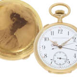 Pocket watch: very fine, small chronograph Rattrapante, gold/… - фото 1