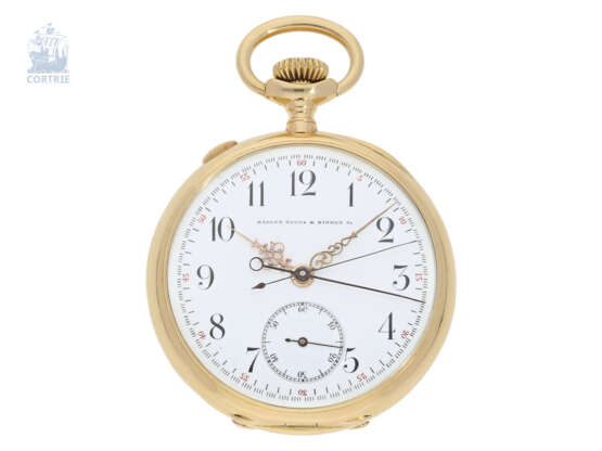 Pocket watch: very fine, small chronograph Rattrapante, gold/… - photo 3