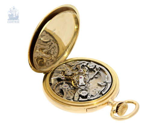 Pocket watch: very fine, small chronograph Rattrapante, gold/… - photo 5