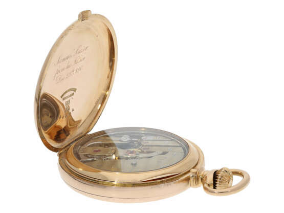 Pocket watch: extremely rare pink gold hunting case watch wit… - фото 4