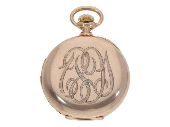 Pocket watch: extremely rare pink gold hunting case watch wit… - фото 5