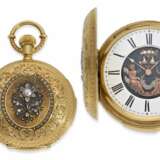 Pocket watch: extremely rare gold/enamel hunting case watch s… - photo 1