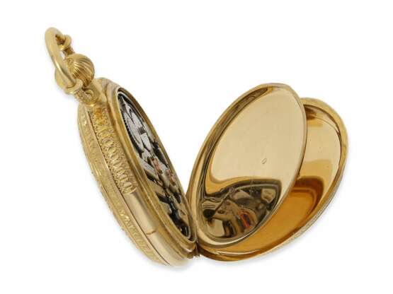 Taschenuhr: extrem rare Gold/Emaille-Savonnette mit Perlen-… - Foto 8