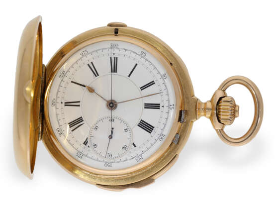 Pocket watch: very fine gold hunting case watch with minute r… - фото 1