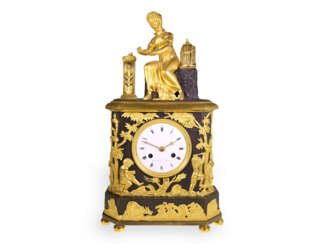 Table clock: important bronze clock of outstanding quality, C…
