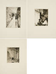 Lesser Ury. Mixed lot of 3 etchings