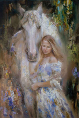 Дівчина з білим конем краски масло Impressionism импресионзм Ukraine 2024 - photo 1