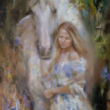 Дівчина з білим конем краски масло Импрессионизм импресионзм Украина 2024 г. - фото 1