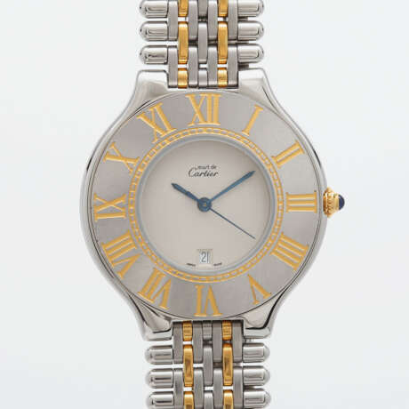 CARTIER "Must 21" Armbanduhr, ca. 1990er Jahre. Edelstahl/goldplattiert. - Foto 1