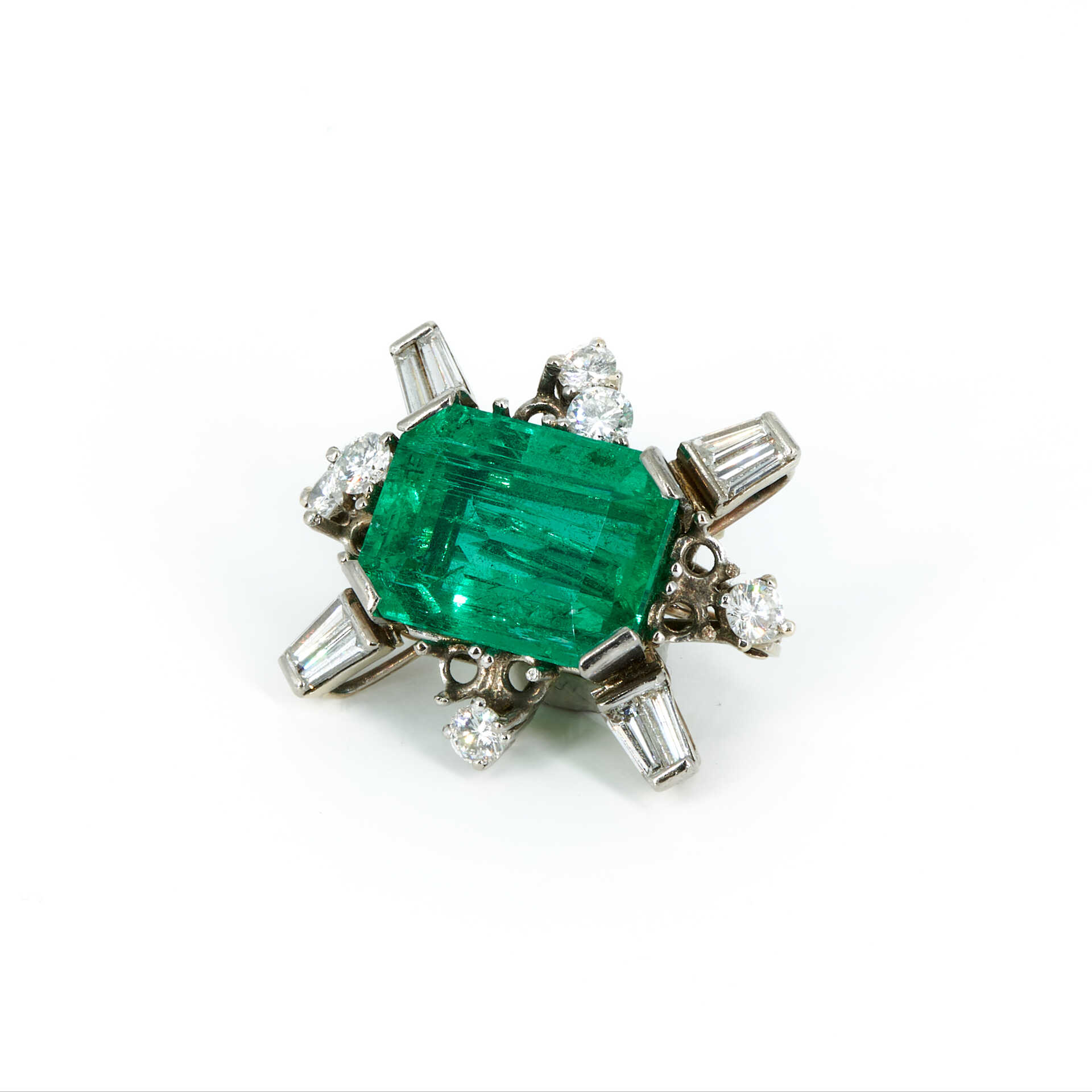 Smaragd-Diamant-Brosche