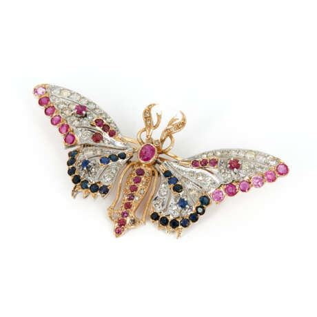 Butterfly-Gemstone-Diamond-Brooch - photo 1