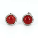 Coral-Diamond-Set: Ring and Ear Clips - photo 6