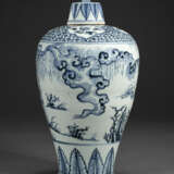 A RARE BLUE AND WHITE `WINDSWEPT`-STYLE MEIPING AND COVER - Foto 2