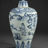 A RARE BLUE AND WHITE `WINDSWEPT`-STYLE MEIPING AND COVER - photo 3