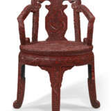 A RARE PAIR OF CARVED RED LACQUER ARMCHAIRS - фото 2