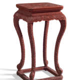 A WELL-CARVED RED LACQUER INCENSE STAND - photo 1
