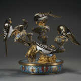 AN UNUSUAL CLOISONN&#201; ENAMEL BASIN WITH MAGPIES - photo 1
