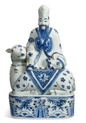 A BLUE AND WHITE SHOULAO AND DEER GROUP