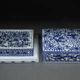 A RARE BLUE AND WHITE `DRAGON AND PHOENIX` WRITING BOX AND COVER - photo 7