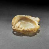 A RARE PALE GREY AND BROWN JADE `BOY AND DRAGON` WASHER - photo 2