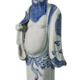 A BLUE AND WHITE FIGURE OF A STANDING IMMORTAL - photo 1