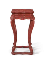 A WELL-CARVED RED LACQUER INCENSE STAND