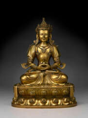 A VERY RARE AND FINELY-CAST IMPERIAL GILT-BRONZE FIGURE OF SEATED AMITAYUS