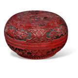 A CARVED RED AND BLACK LACQUER BOX AND COVER - photo 2