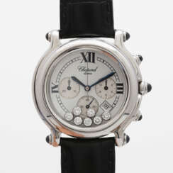 CHOPARD Damenuhr "Happy Sport Chronograph". Edelstahl. D: ca. 36mm (ohne Krone).