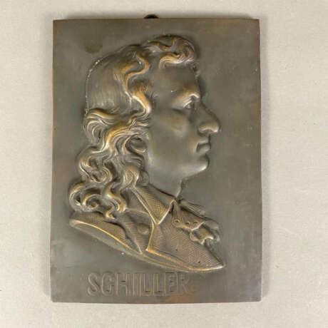 Reliefportrait "Schiller" - Bronze, braun patiniert, rechtec… - Foto 1