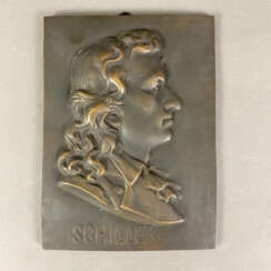 Reliefportrait "Schiller" - Bronze, braun patiniert, rechtec…