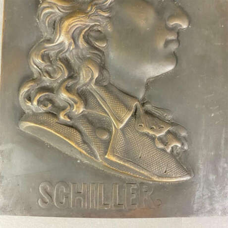 Reliefportrait "Schiller" - Bronze, braun patiniert, rechtec… - Foto 3