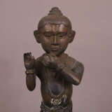 Flöte spielender Krishna - Bronze, Indien, in typischer Pose… - фото 2