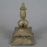 Kleine Stupa - Indien/Nepal, Bronzelegierung, H: ca. 12 cm, … - photo 1