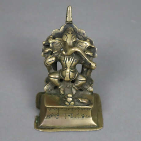 Ganesha-Figur - Indien, Gelbbronze, die elefantenköpfige Got… - Foto 1