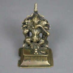Ganesha-Figur - Indien, Gelbbronze, die elefantenköpfige Got…