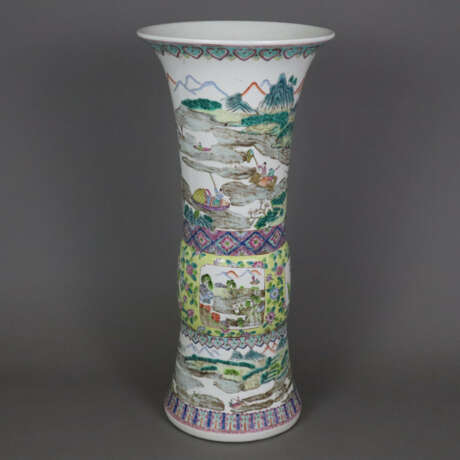 Große Gu-förmige Vase - Porzellan, Trompetenvase mit abgeset… - Foto 1