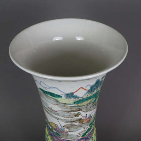Große Gu-förmige Vase - Porzellan, Trompetenvase mit abgeset… - Foto 8